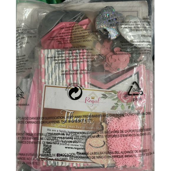 170 PC Elephant Baby Shower Decorations supplies IT'S A GIRL pink gray-Regal - Picture 5 of 5